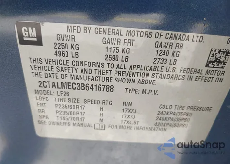 2011 GMC Terrain Sle-1 из США, поврежденный, VIN 2CTALMEC3B6416788